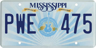 MS license plate PWE475