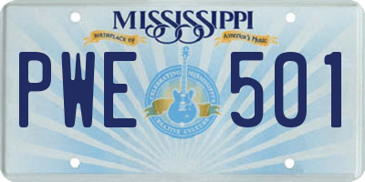 MS license plate PWE501