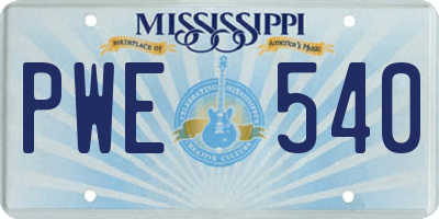 MS license plate PWE540
