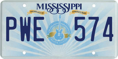 MS license plate PWE574