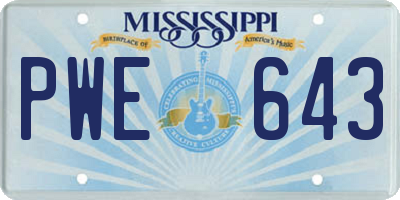 MS license plate PWE643