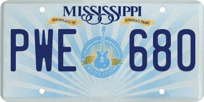 MS license plate PWE680
