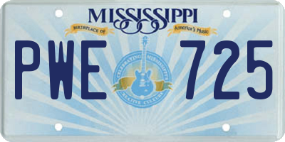 MS license plate PWE725