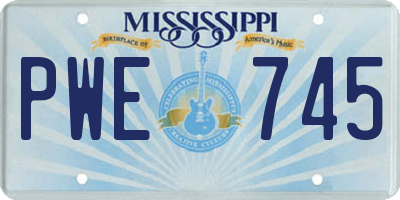 MS license plate PWE745