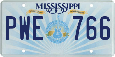 MS license plate PWE766