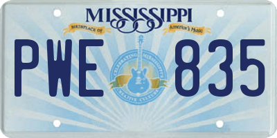 MS license plate PWE835