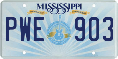 MS license plate PWE903
