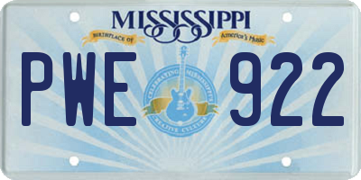 MS license plate PWE922