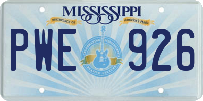 MS license plate PWE926