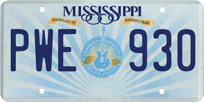 MS license plate PWE930