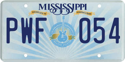 MS license plate PWF054