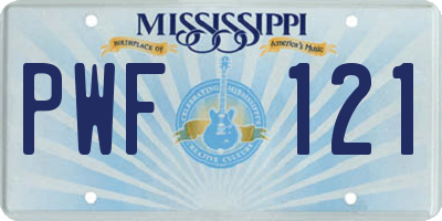 MS license plate PWF121