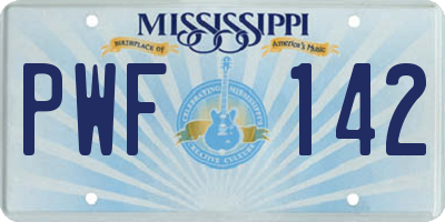 MS license plate PWF142