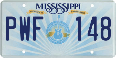 MS license plate PWF148
