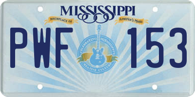 MS license plate PWF153