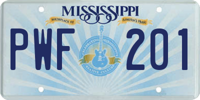 MS license plate PWF201