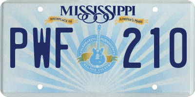 MS license plate PWF210