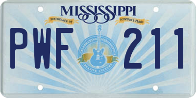 MS license plate PWF211