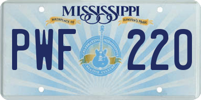 MS license plate PWF220