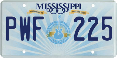 MS license plate PWF225