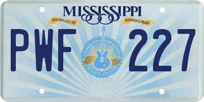 MS license plate PWF227