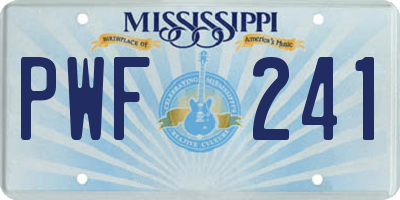 MS license plate PWF241