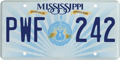 MS license plate PWF242