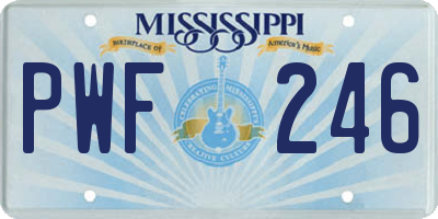 MS license plate PWF246