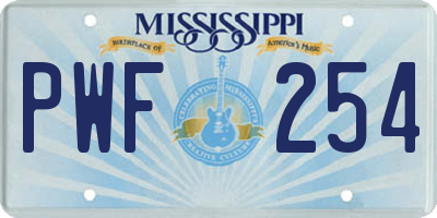 MS license plate PWF254