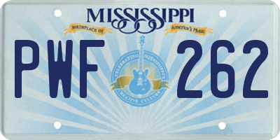 MS license plate PWF262