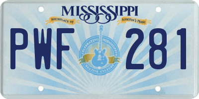 MS license plate PWF281