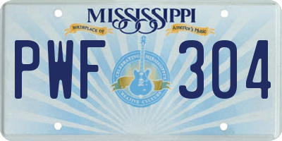 MS license plate PWF304