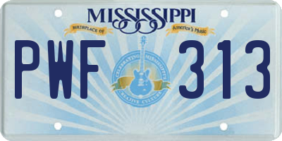 MS license plate PWF313