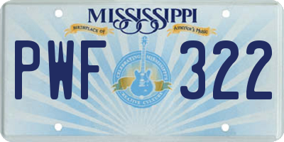 MS license plate PWF322
