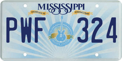 MS license plate PWF324