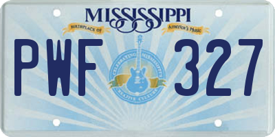 MS license plate PWF327
