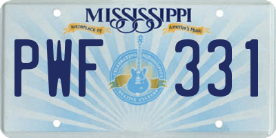 MS license plate PWF331
