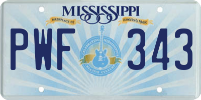 MS license plate PWF343