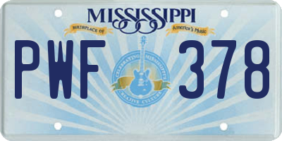 MS license plate PWF378