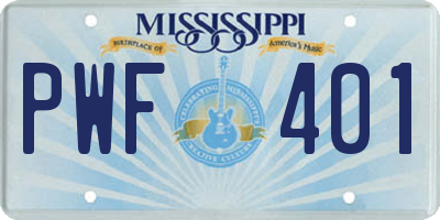 MS license plate PWF401