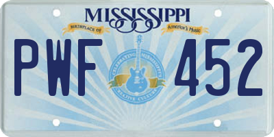 MS license plate PWF452