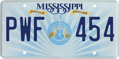MS license plate PWF454