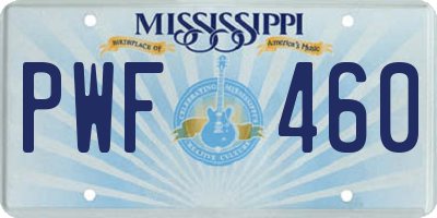 MS license plate PWF460
