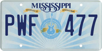MS license plate PWF477