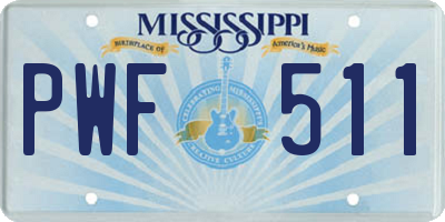 MS license plate PWF511