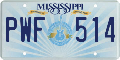 MS license plate PWF514