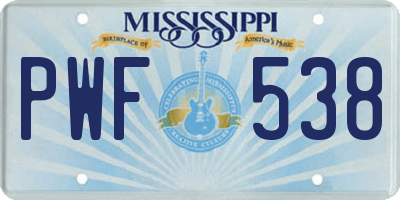 MS license plate PWF538