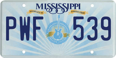 MS license plate PWF539