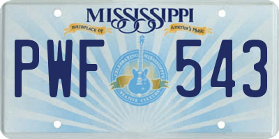 MS license plate PWF543