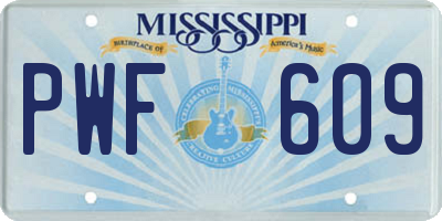 MS license plate PWF609
